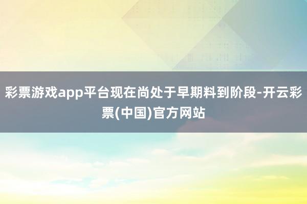 彩票游戏app平台现在尚处于早期料到阶段-开云彩票(中国)官方网站