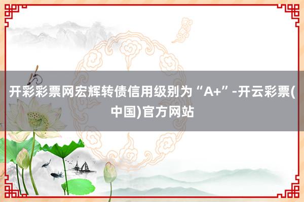 开彩彩票网宏辉转债信用级别为“A+”-开云彩票(中国)官方网站