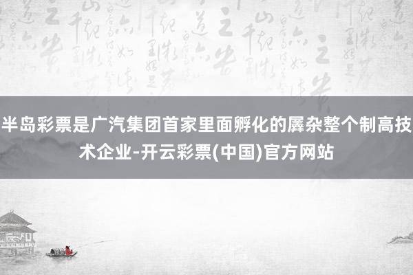 半岛彩票是广汽集团首家里面孵化的羼杂整个制高技术企业-开云彩票(中国)官方网站